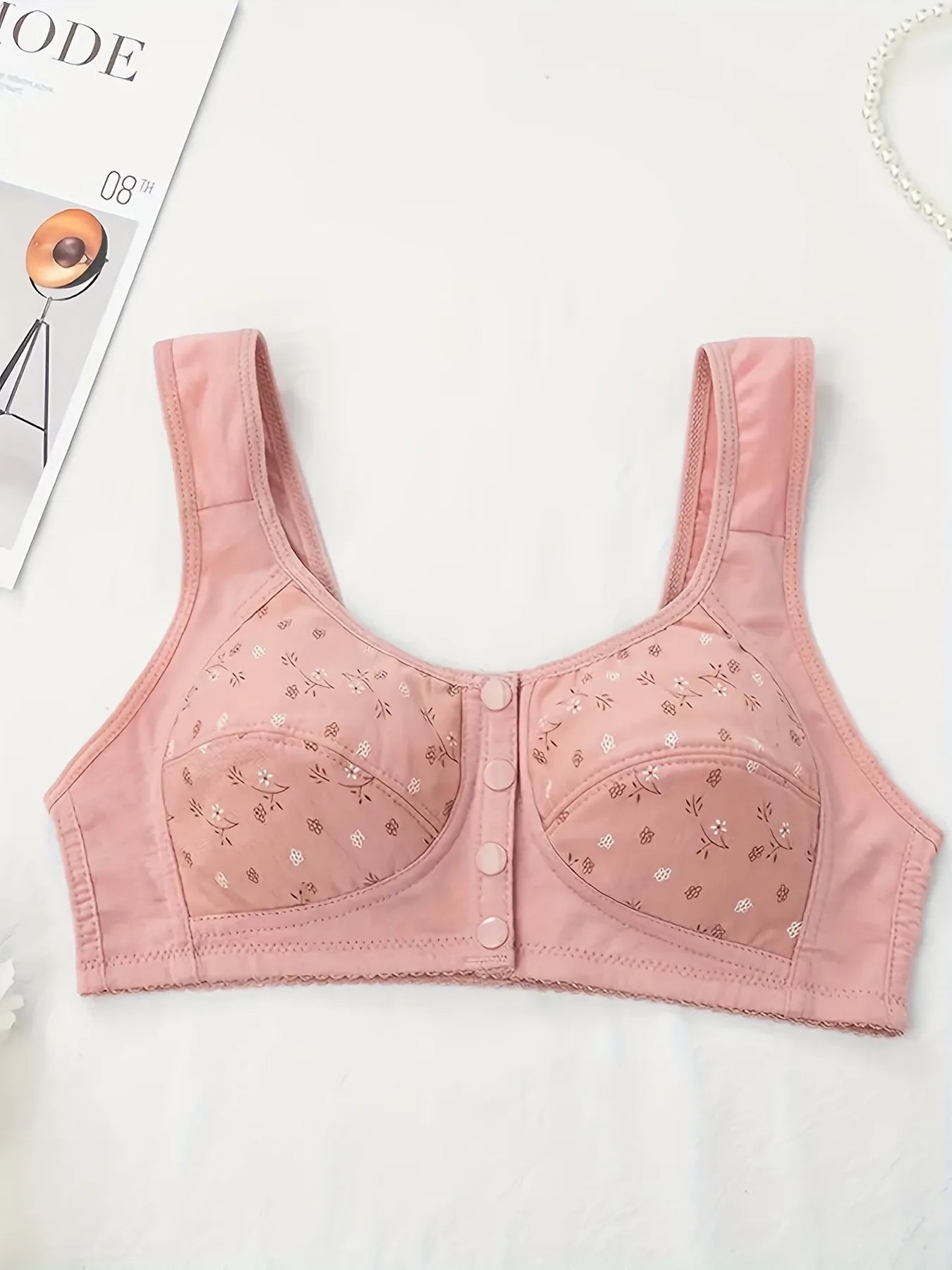 Floral Front-Buckle Bra Set – 7-Piece