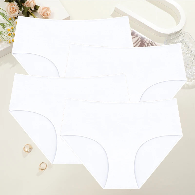 Cotton High-Waist Panties for Women – 4 Pack