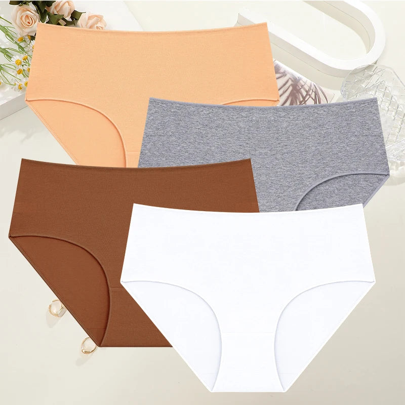 Cotton High-Waist Panties for Women – 4 Pack