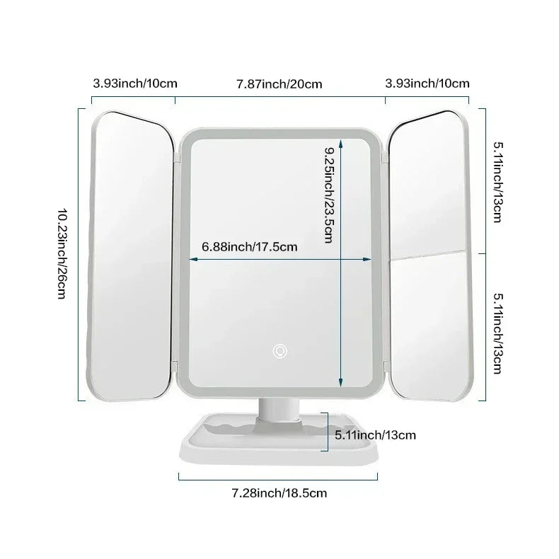 Smart TriFold Light-Up Makeup Mirror