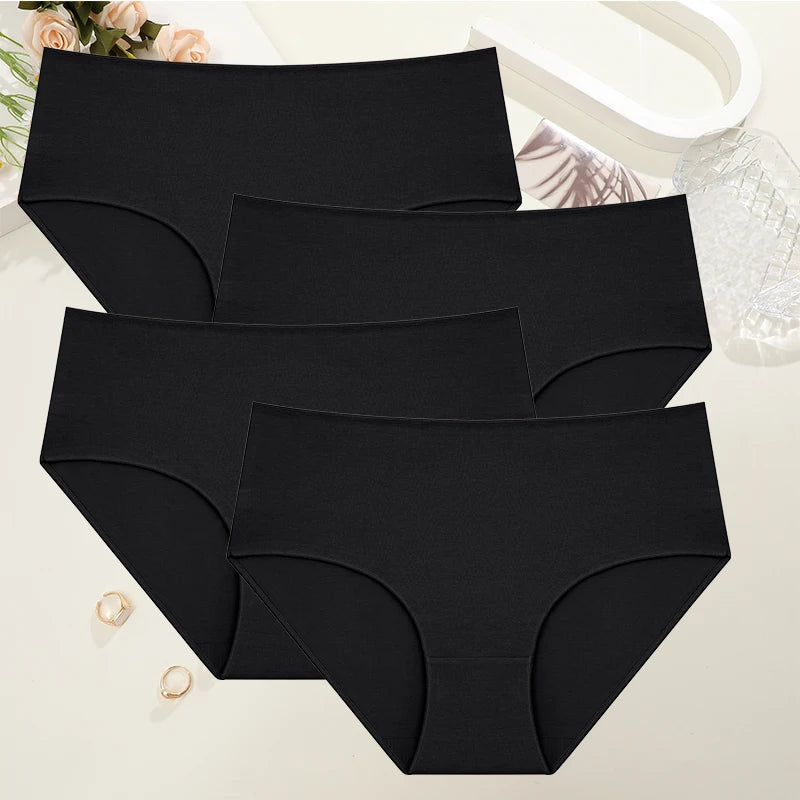 Cotton High-Waist Panties for Women – 4 Pack