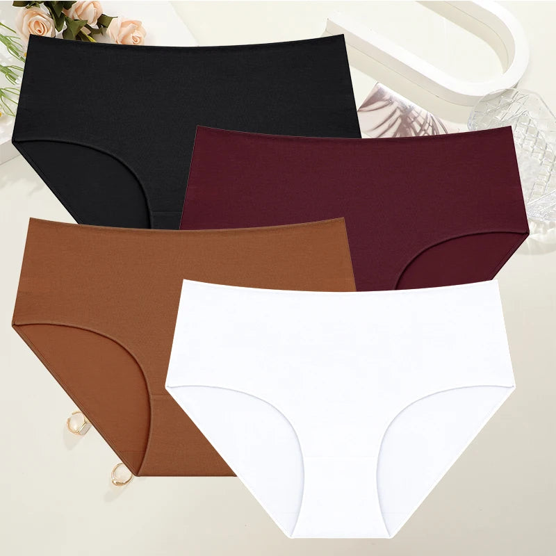 Cotton High-Waist Panties for Women – 4 Pack