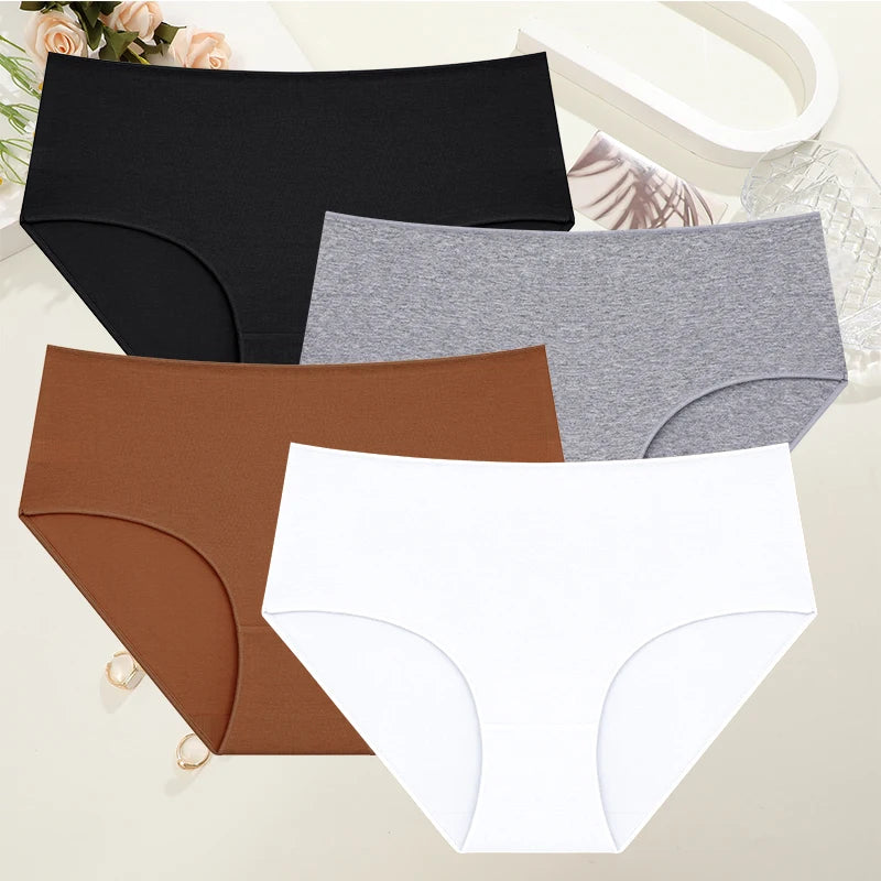 Cotton High-Waist Panties for Women – 4 Pack