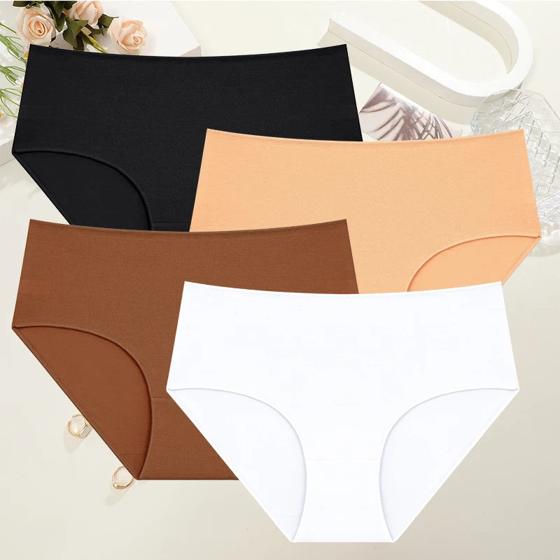 Cotton High-Waist Panties for Women – 4 Pack