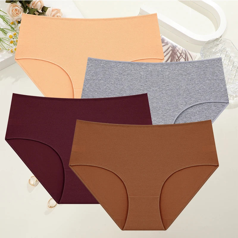 Cotton High-Waist Panties for Women – 4 Pack