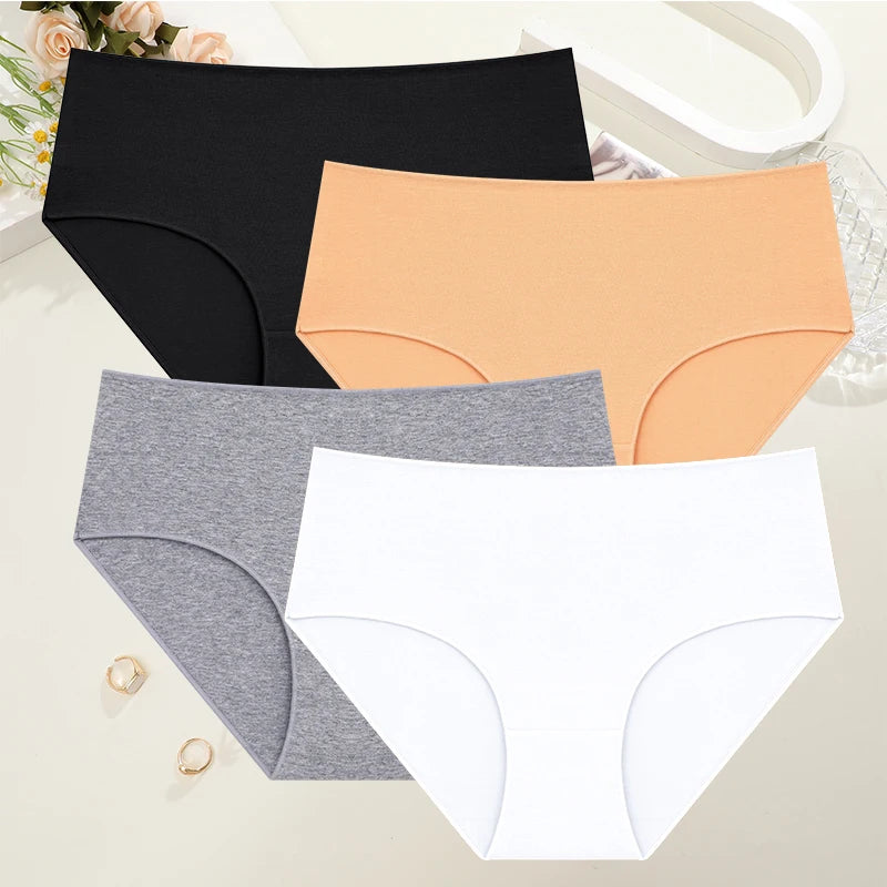 Cotton High-Waist Panties for Women – 4 Pack