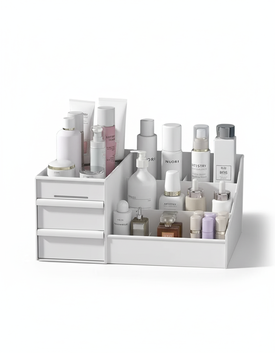 White Drawer Makeup Organizer Box