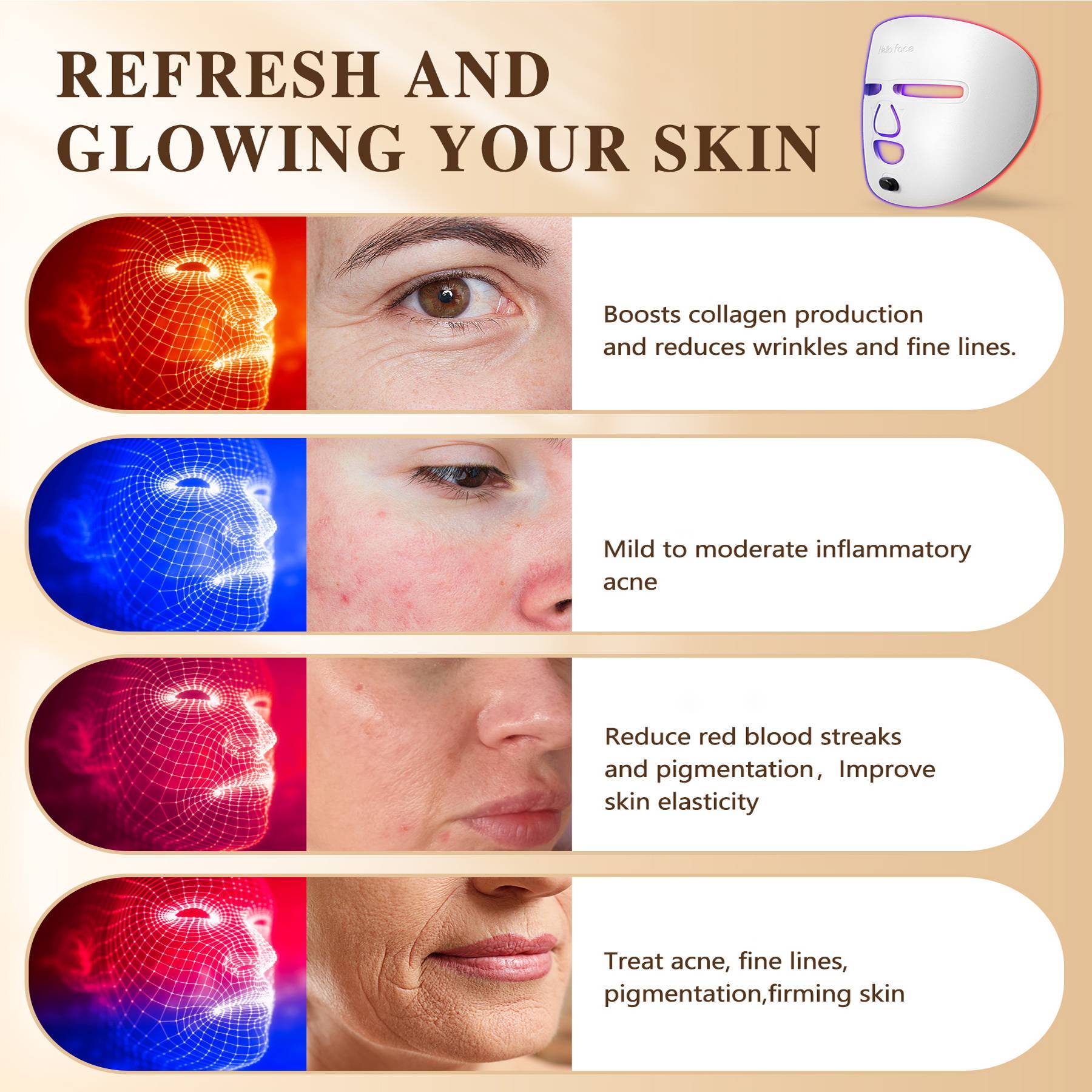 LED Red Light Therapy Mask – Smooth and Glow Skin - Healora Shop