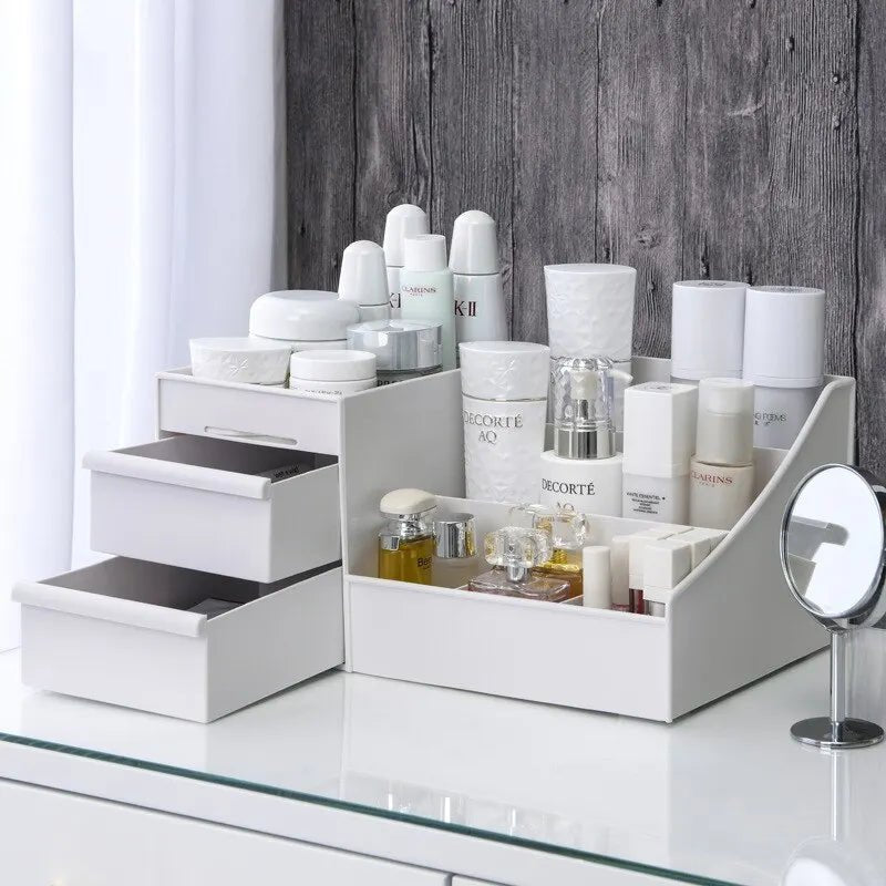 White Drawer Makeup Organizer Box - Healora Shop